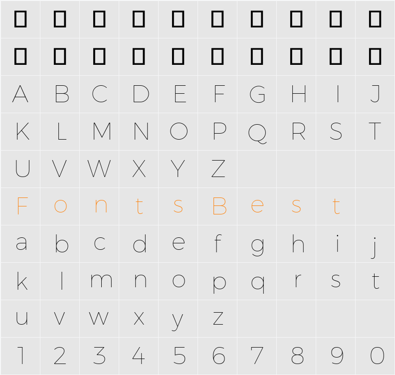 Gontserrat Thin Character Map