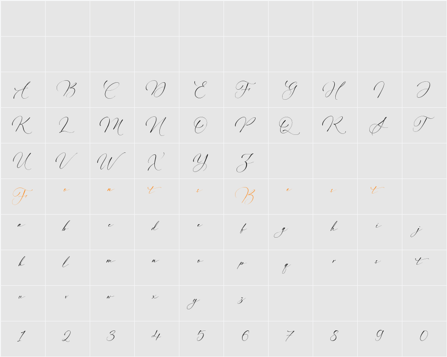Rusticglam Character Map
