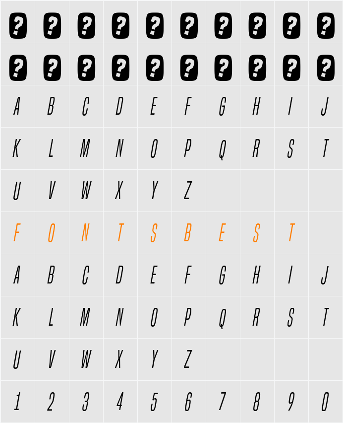Built Titling Lt Character Map