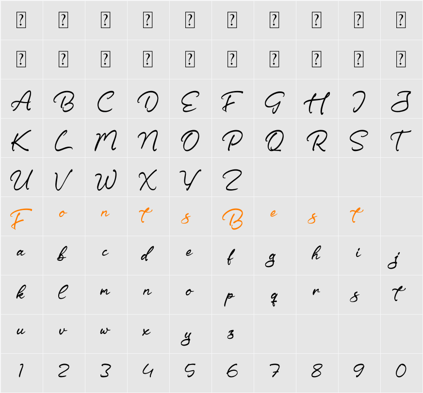 Driscutty Signature Character Map