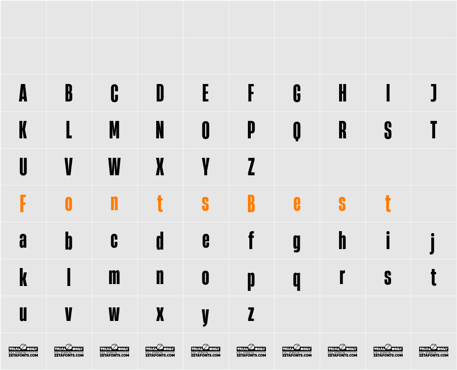 Heading Now Trial 37 Extrabold Character Map