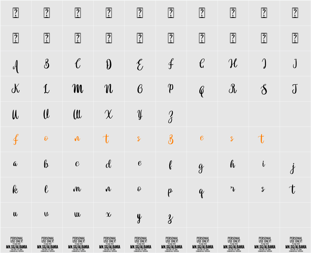 Albania PERSONAL USE ONLY Character Map