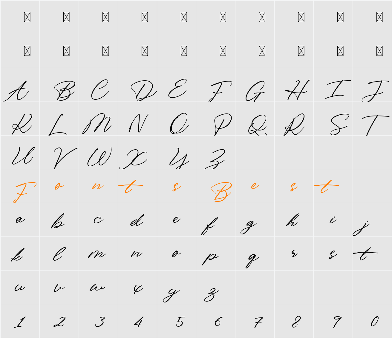 Bingkisan Character Map