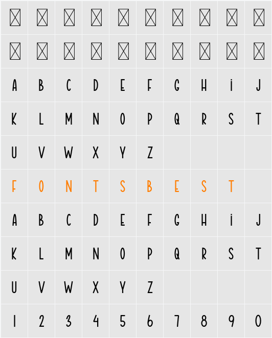 Alisiya Display Character Map