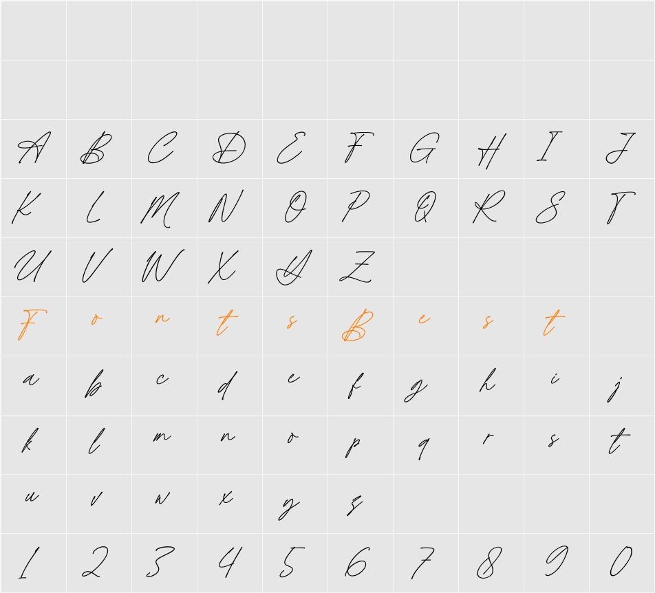 Angellica Signature Character Map