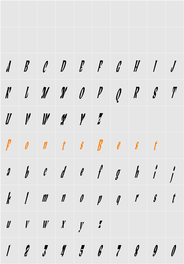Slantdera Character Map