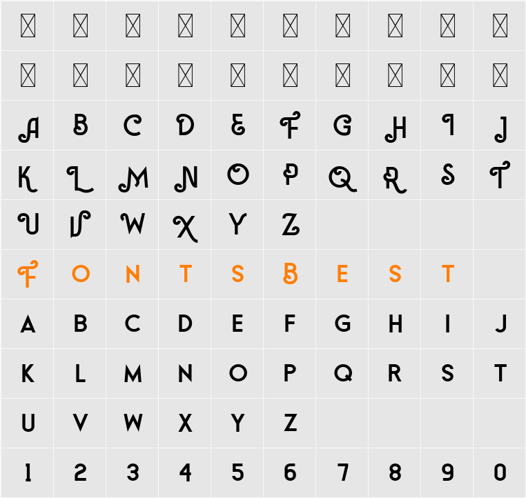 Almeda Character Map