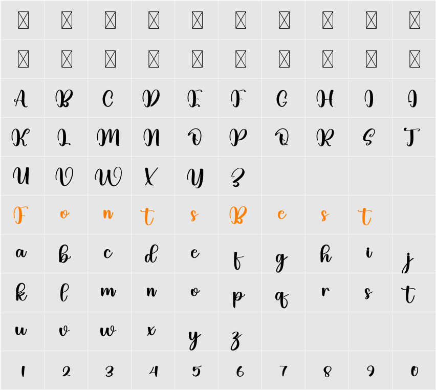 The Upstand Character Map