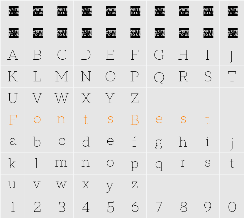 TT Norms Pro Serif Trl XLt Character Map