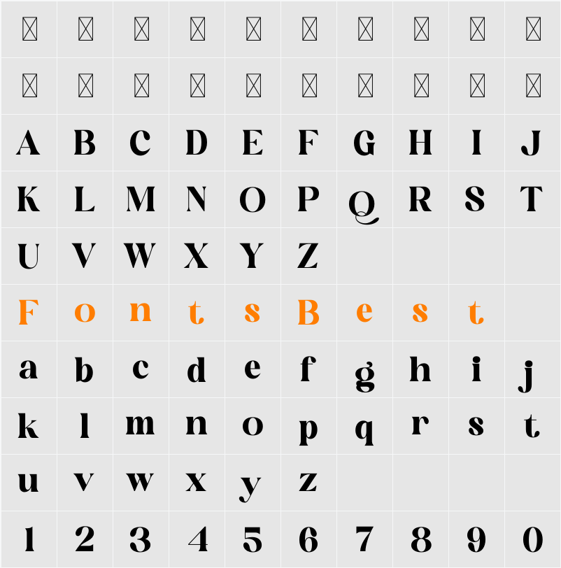 Mogilte Character Map