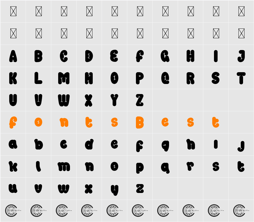 Sweet Table Demo Character Map