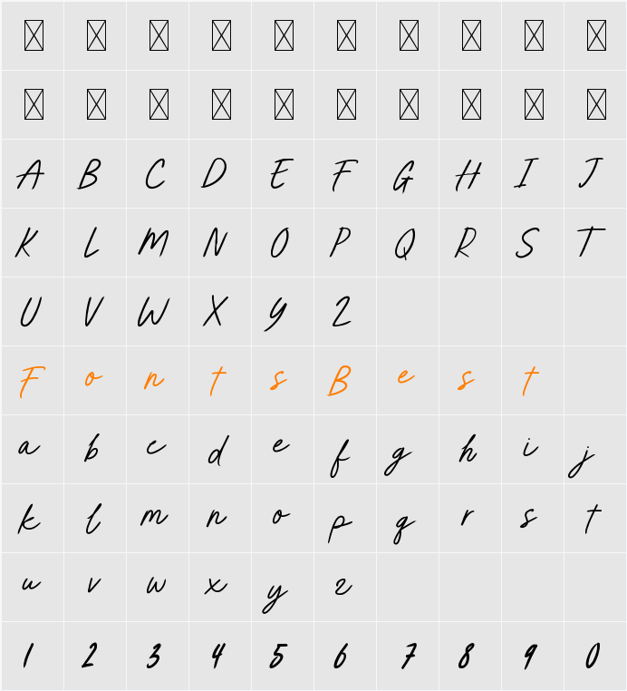 HARDCOVERScript Character Map