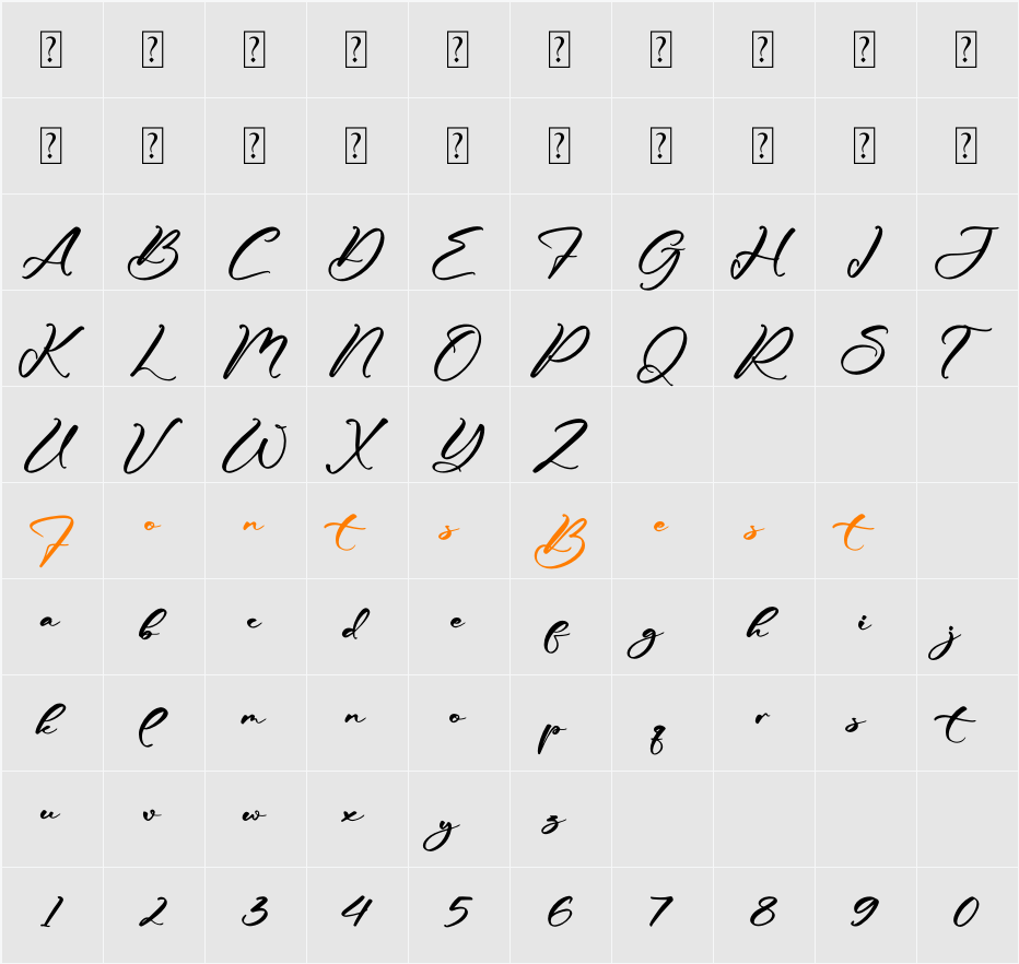 Brillytan Flemingo Character Map