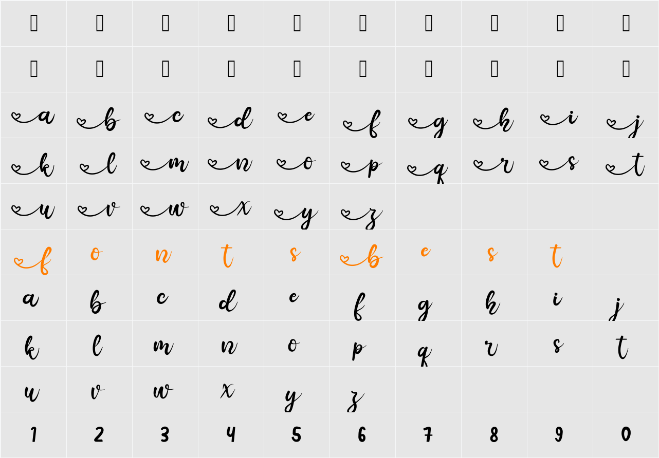 Afilia Character Map