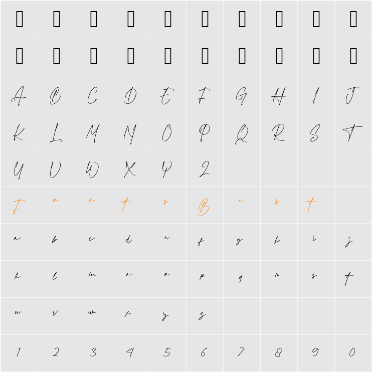 Hoverion Signature Character Map