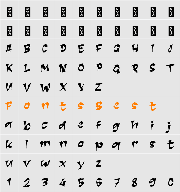 K Kareraisu Character Map