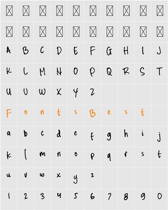 Quickbrown Character Map