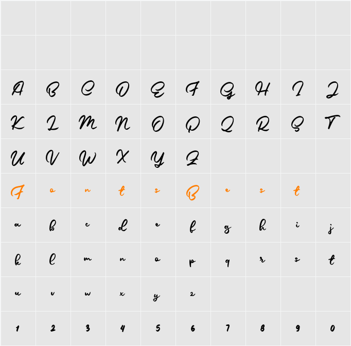 Alica Script DEMO Character Map