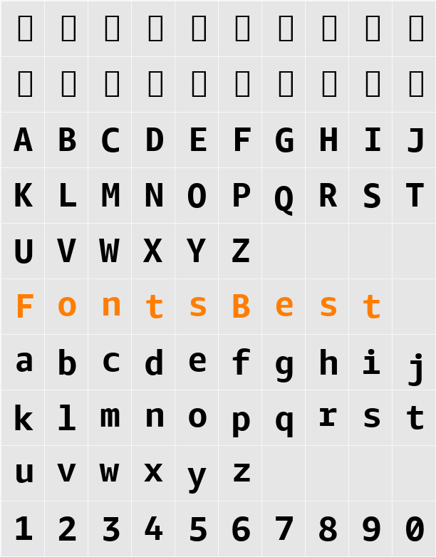 Amazon Ember Mono Character Map