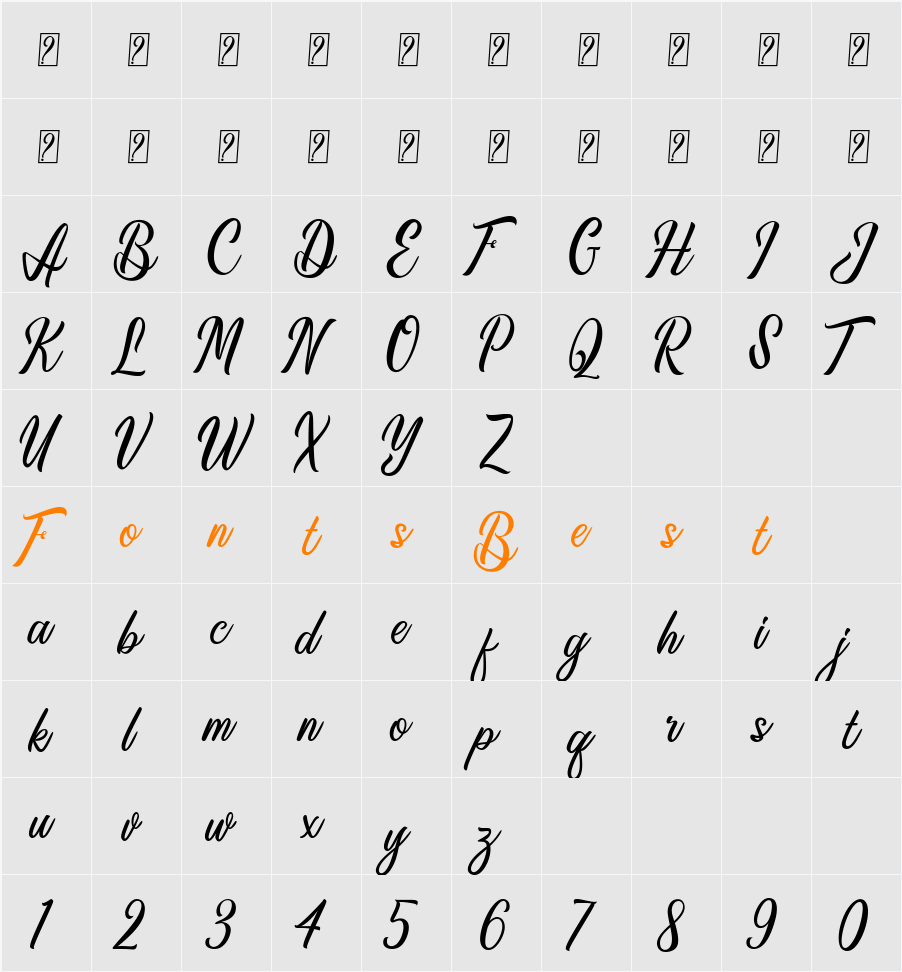 Anthemy Script Character Map