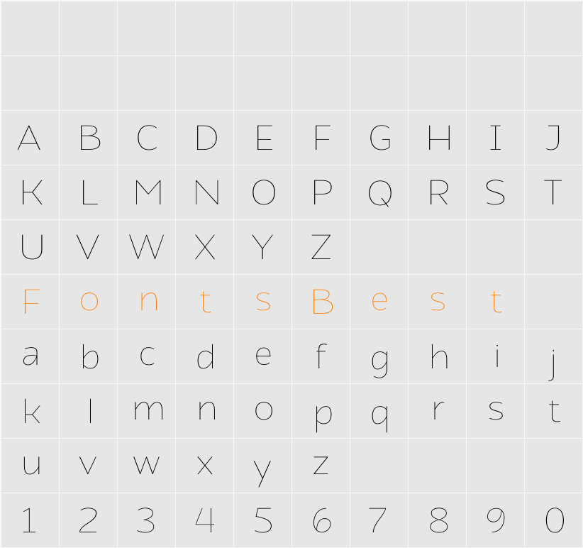 Atozimple Thin Character Map