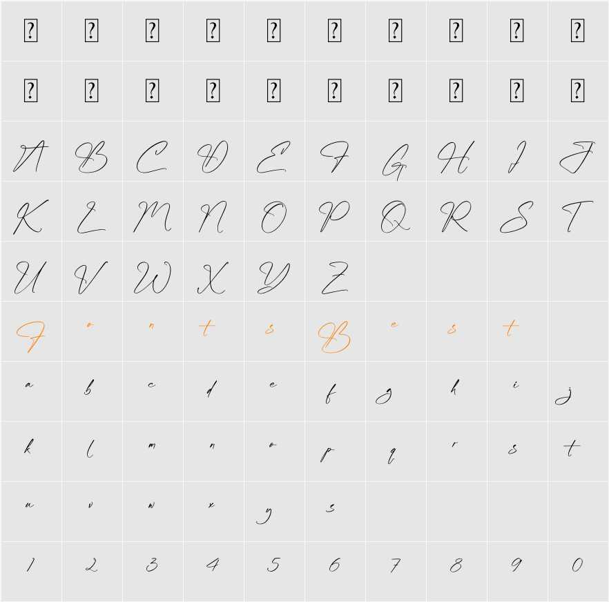 Hatboury Glenstar Character Map