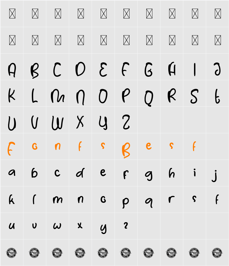 SugarSummerDemo Character Map