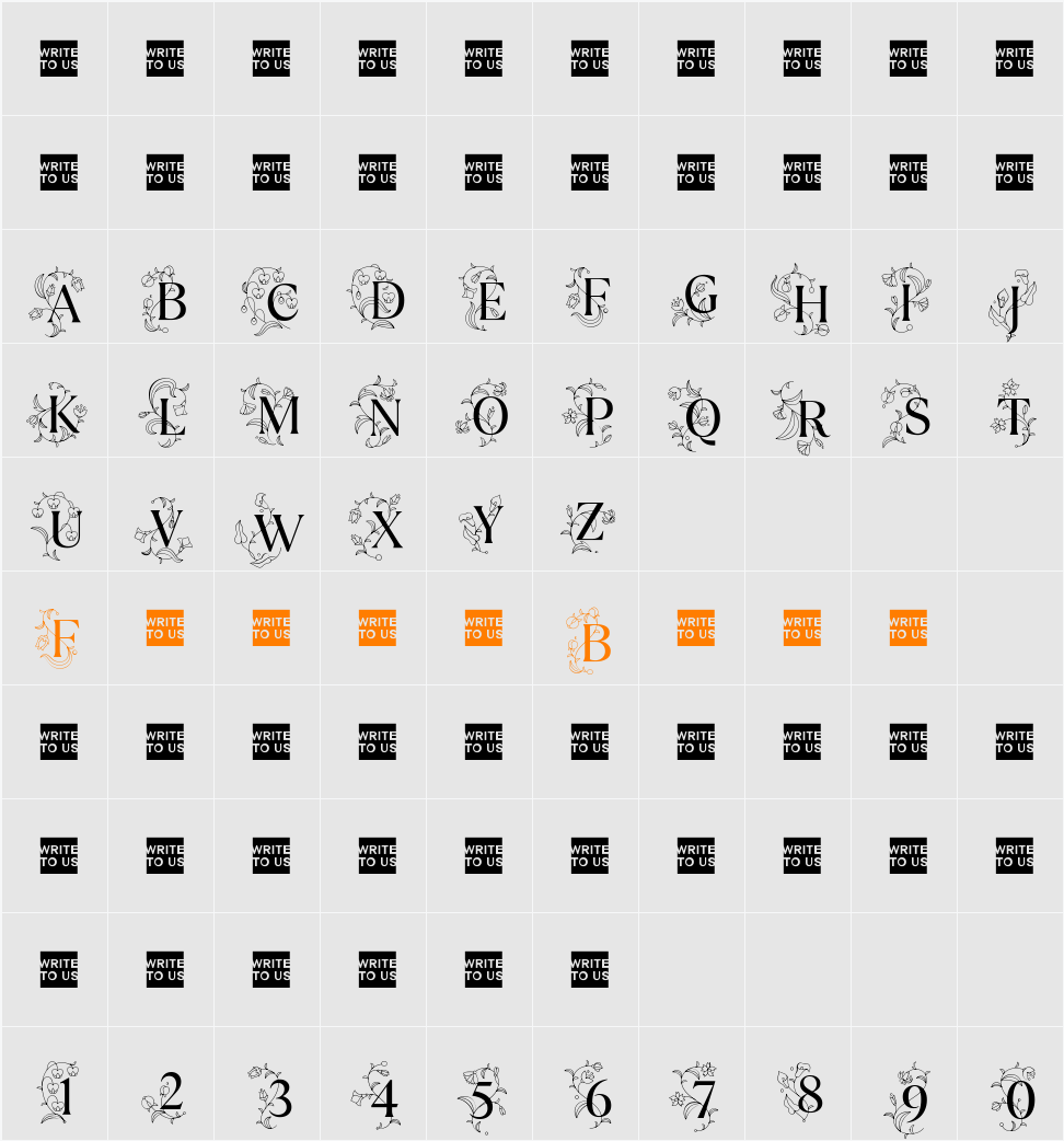 TT Ramillas Initials Trl Var Character Map