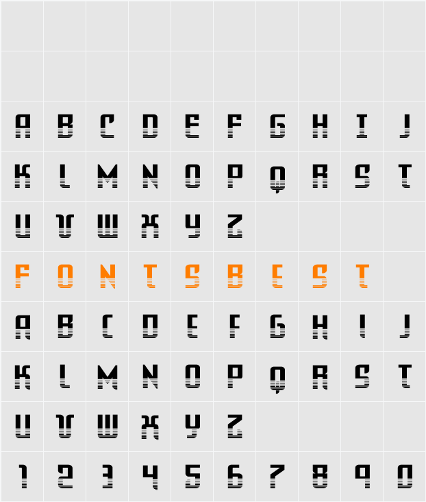 Warriatron Halftone Straight Character Map