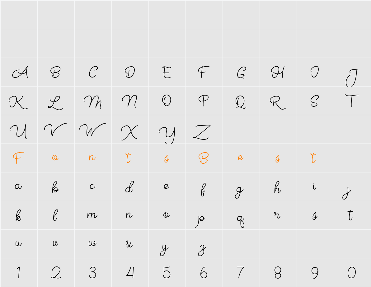 Justin Brown Monoline Character Map