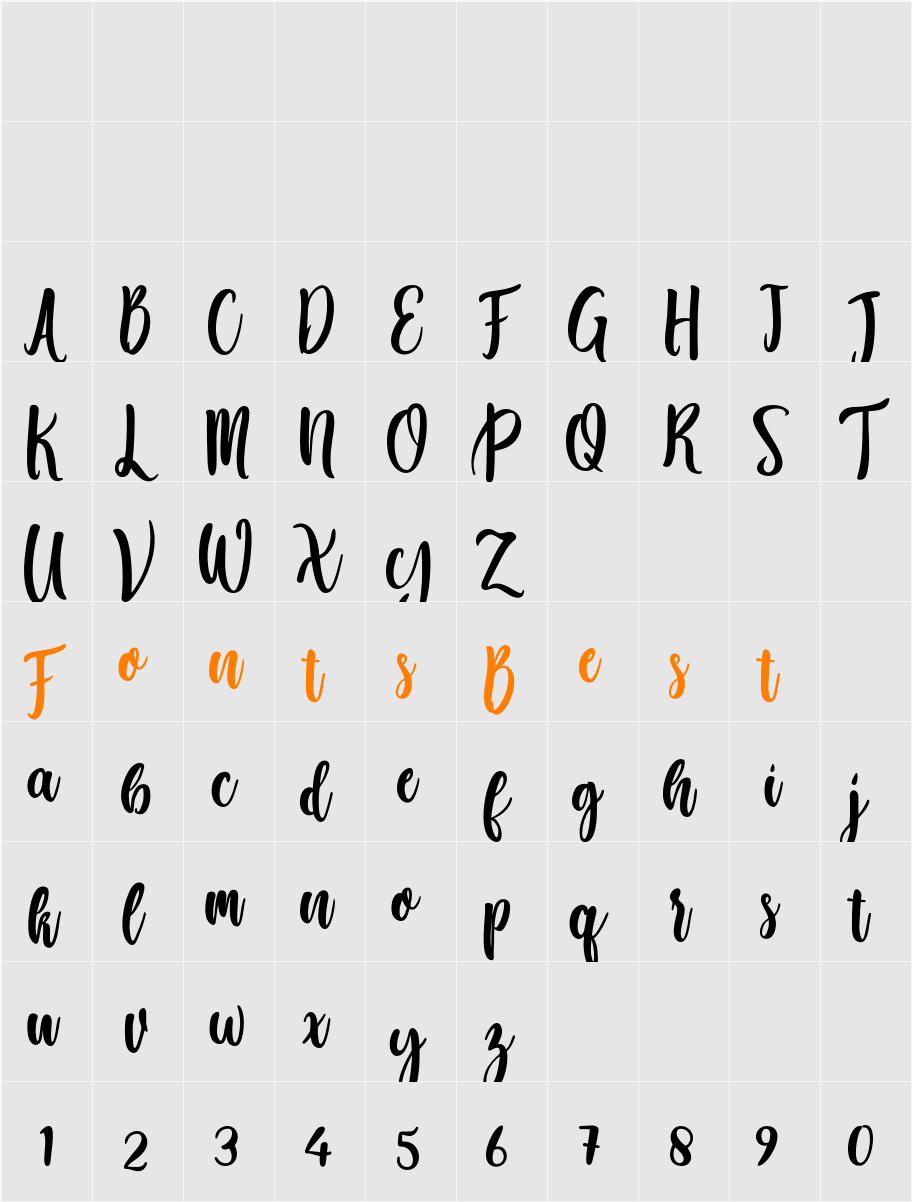 Melita Script Character Map