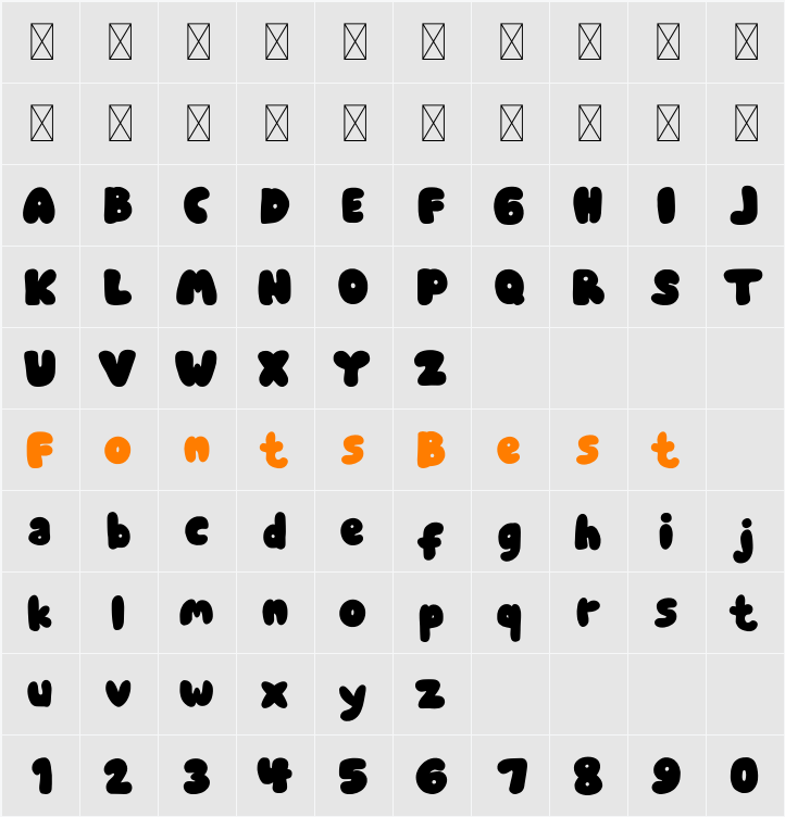 BOLA RETRO Character Map