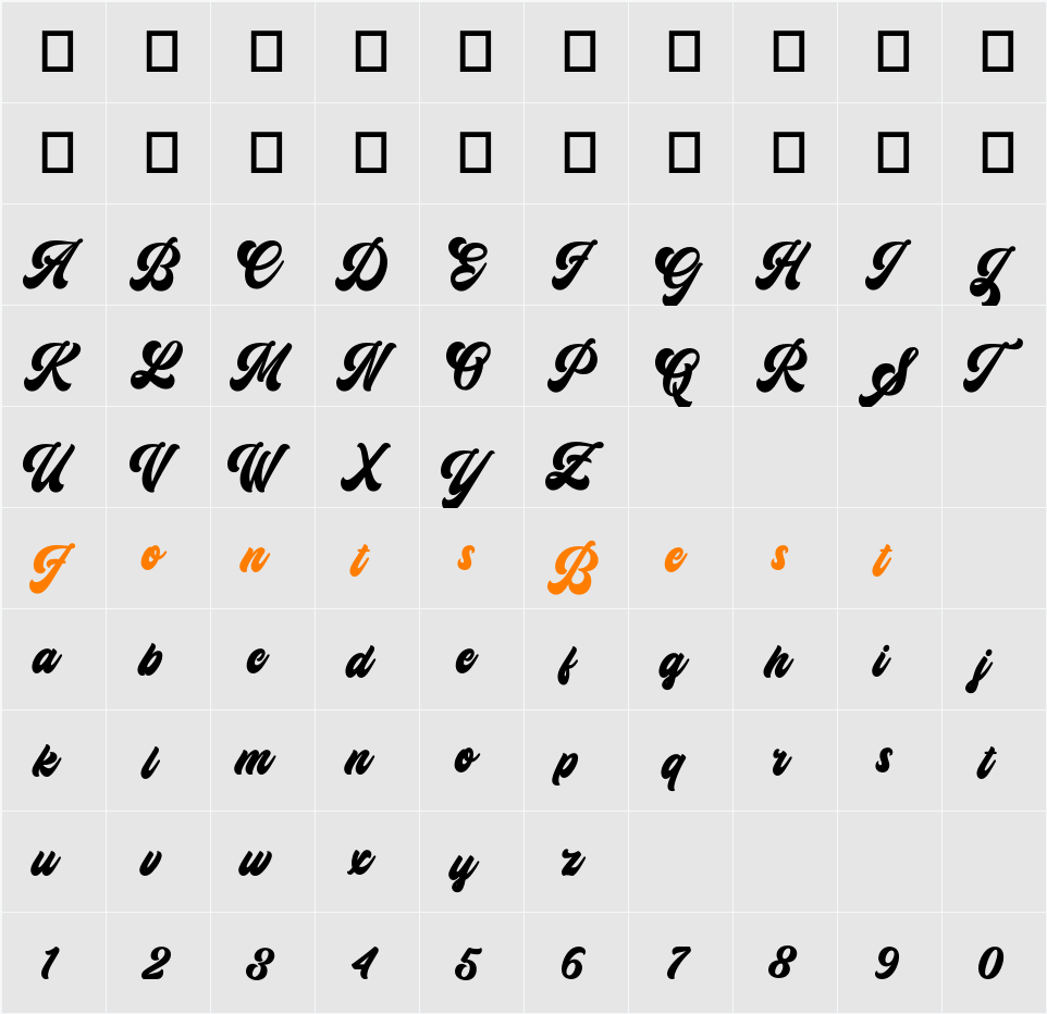 Balione Character Map