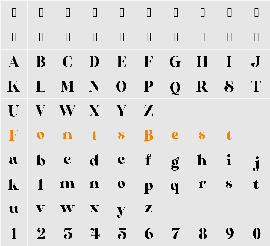 AL Nevrada Personal Use Only Character Map
