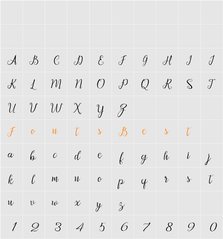 Afrile script Character Map