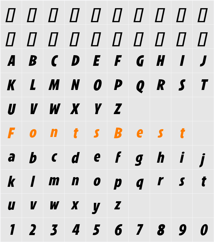 Avanti Character Map