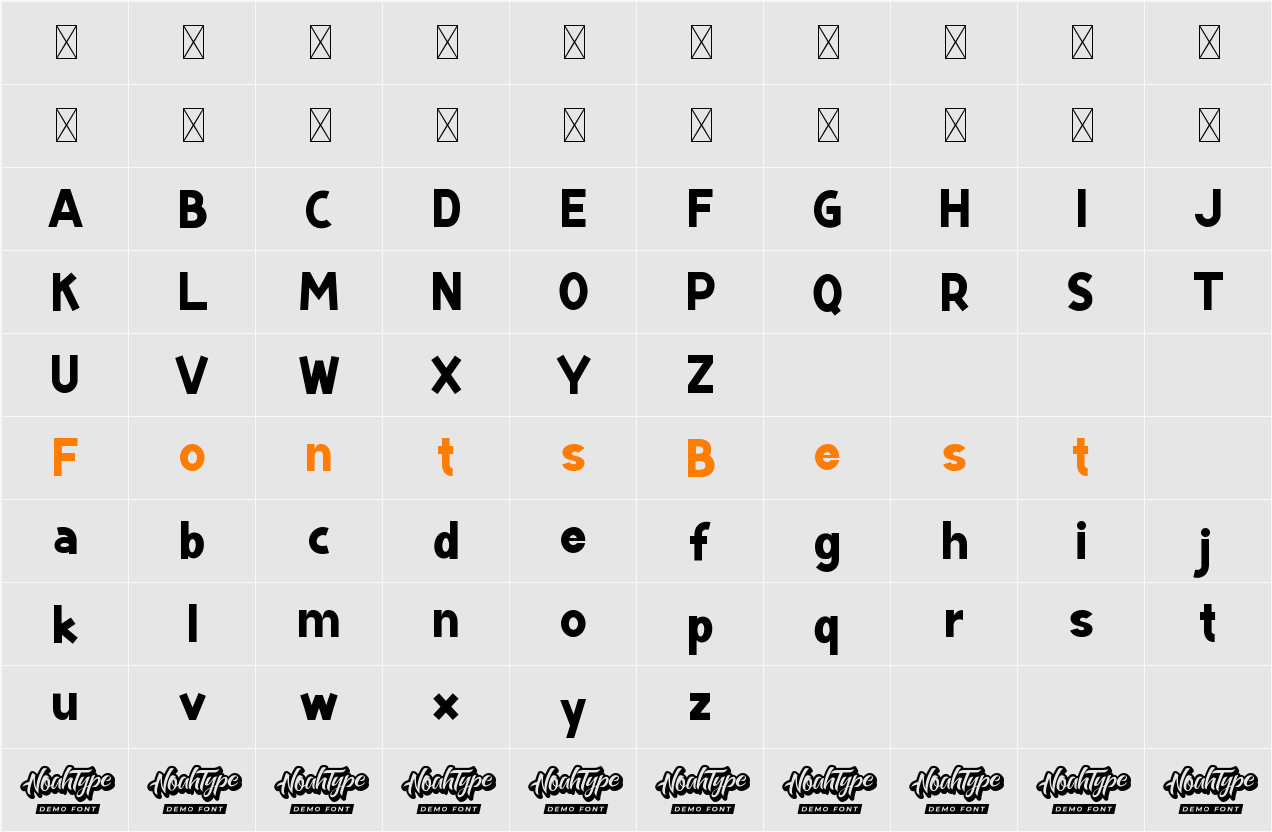 Black Bolder Demo Character Map