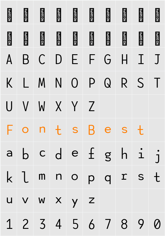 Lotion Without Ligatures Character Map