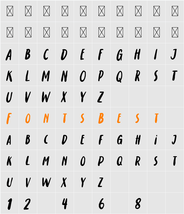 Sweet Darkness Character Map