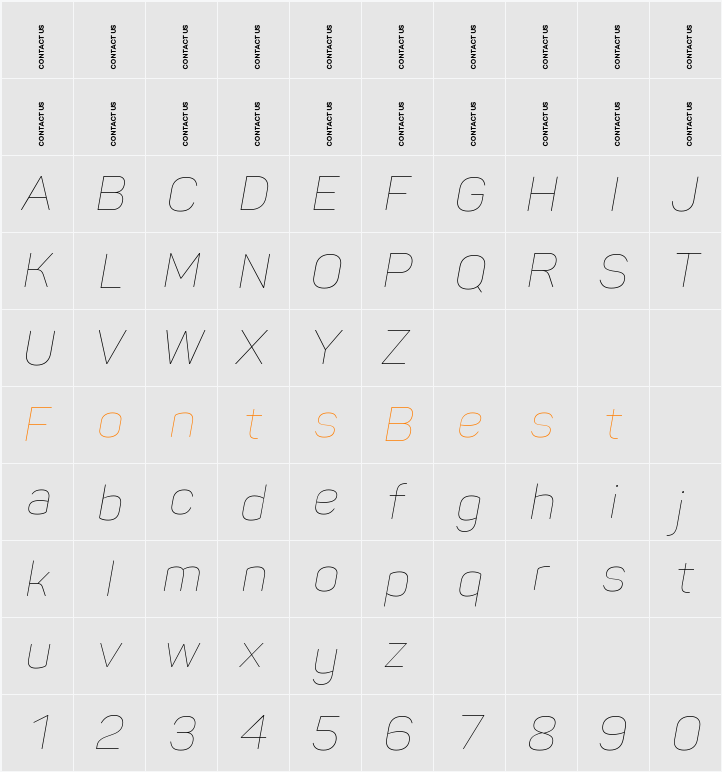 Panton-Trial Thin Character Map