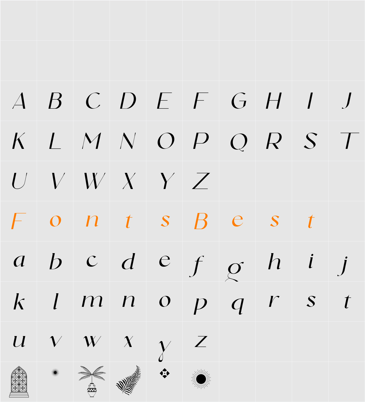 Dolce & Amyara Italic Character Map