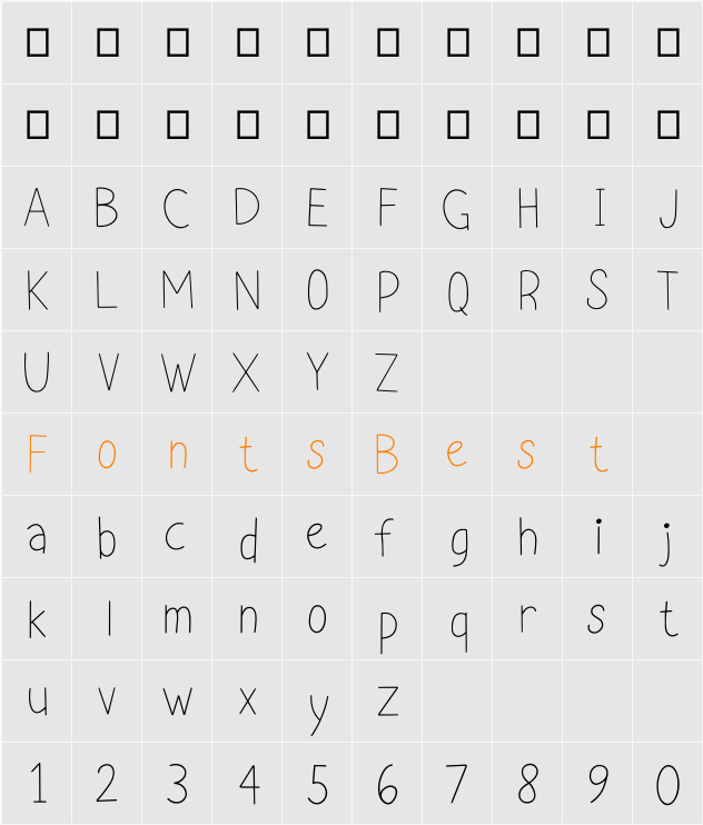 AlmostThin Character Map