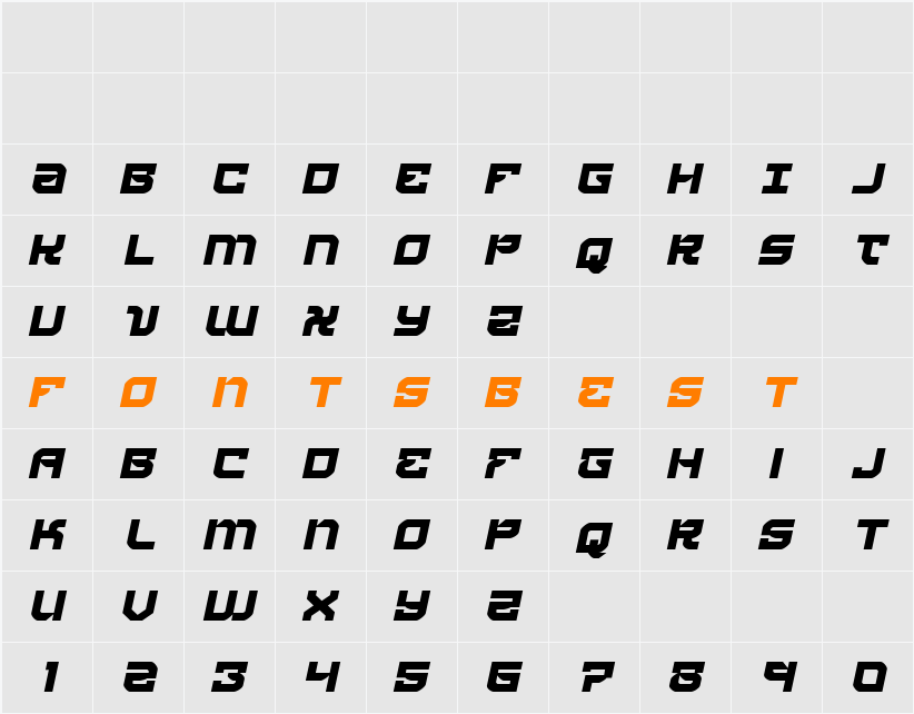 Crimson Destroyer Italic Character Map