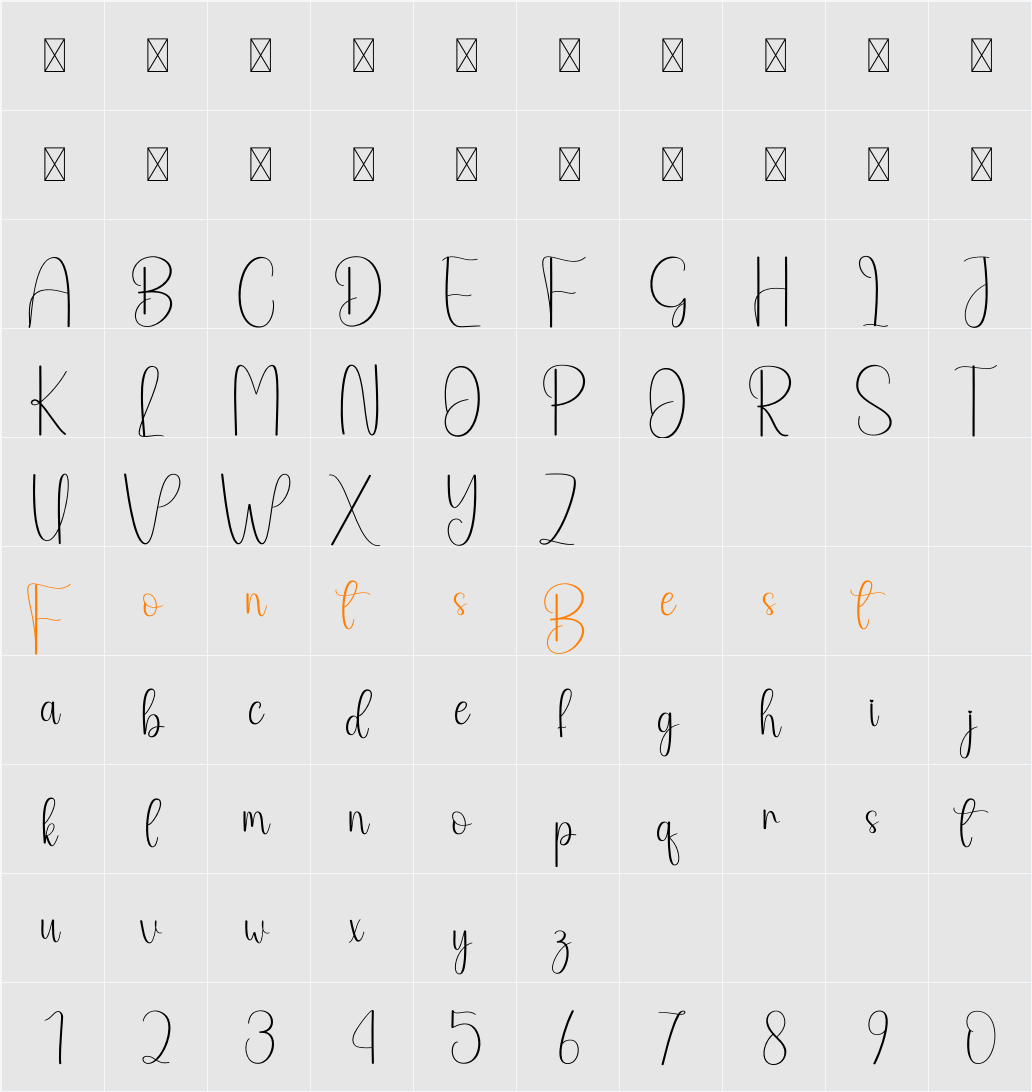 Pumpkinseed Character Map
