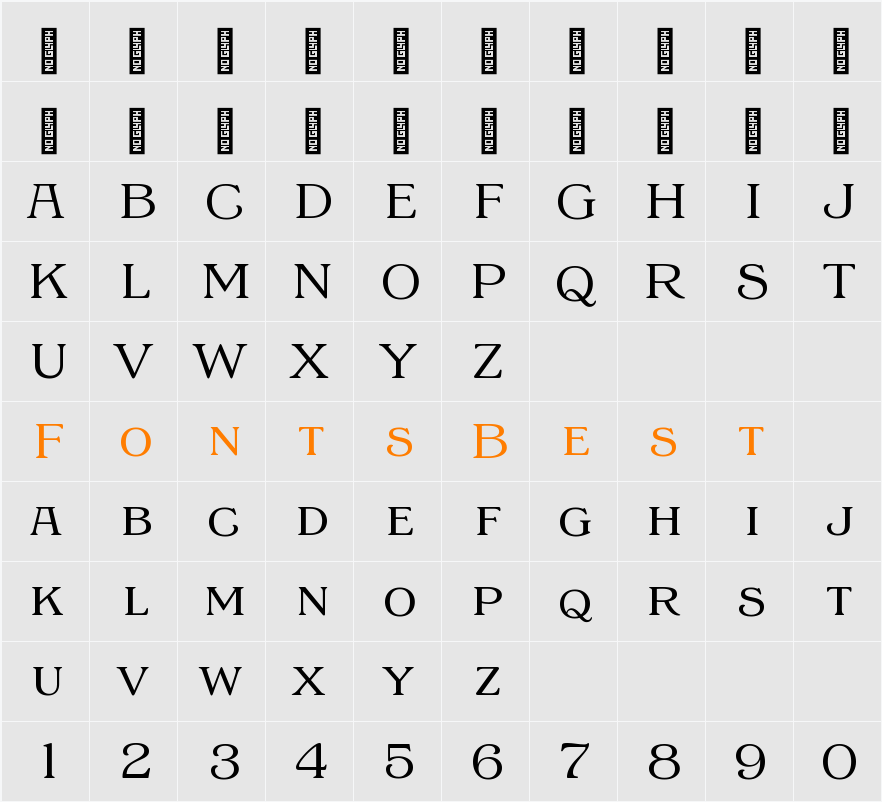 EFCO Barnis Character Map