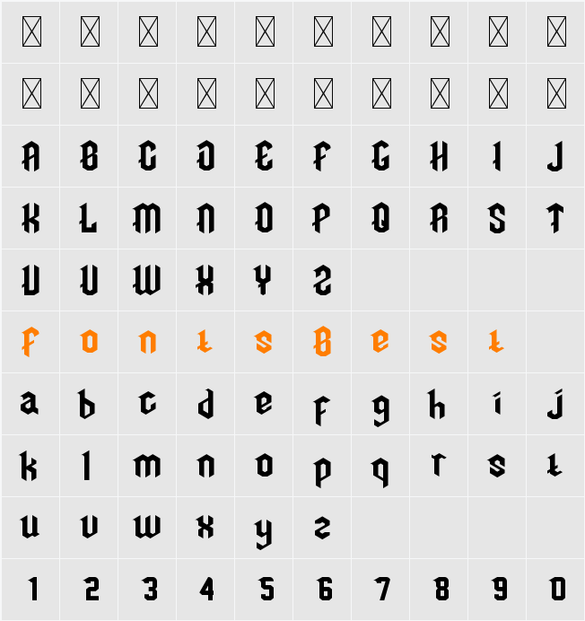 Hellder Font Character Map