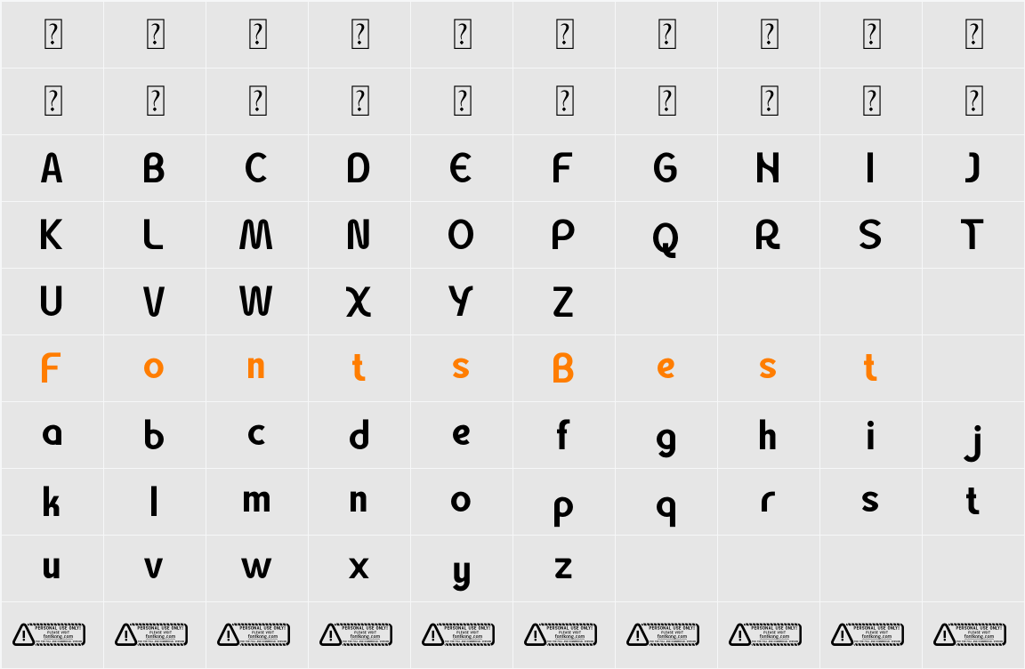 Avensa PERSONAL USE ONLY! Character Map