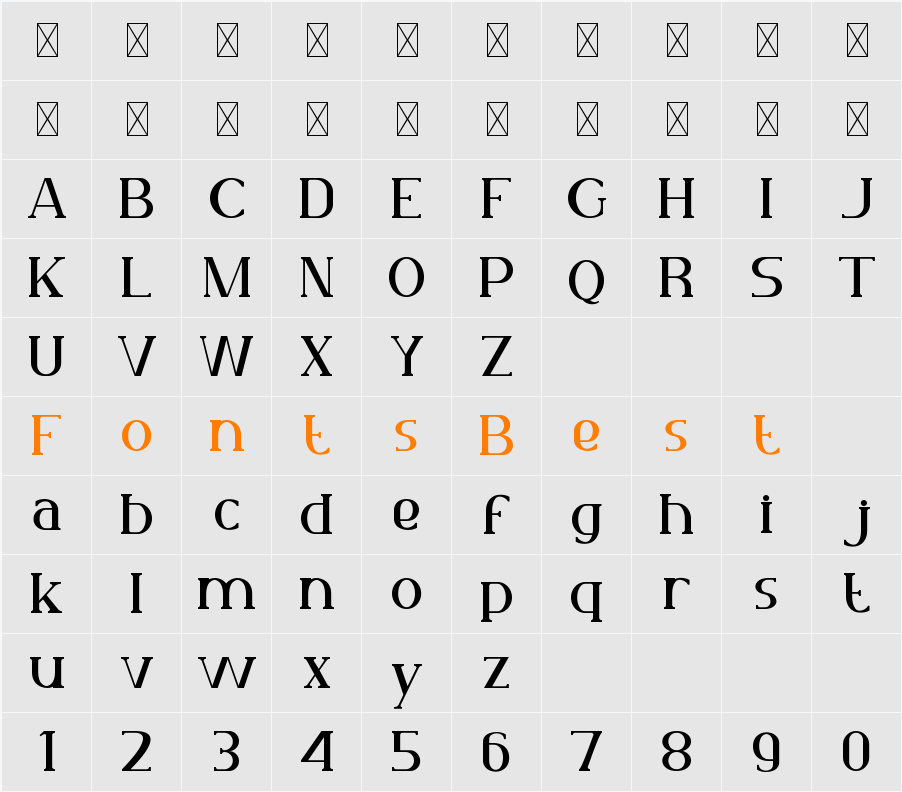 Virtus Verona Serif Character Map