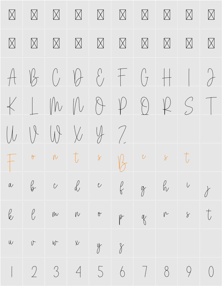 Cheescake Monoline Character Map