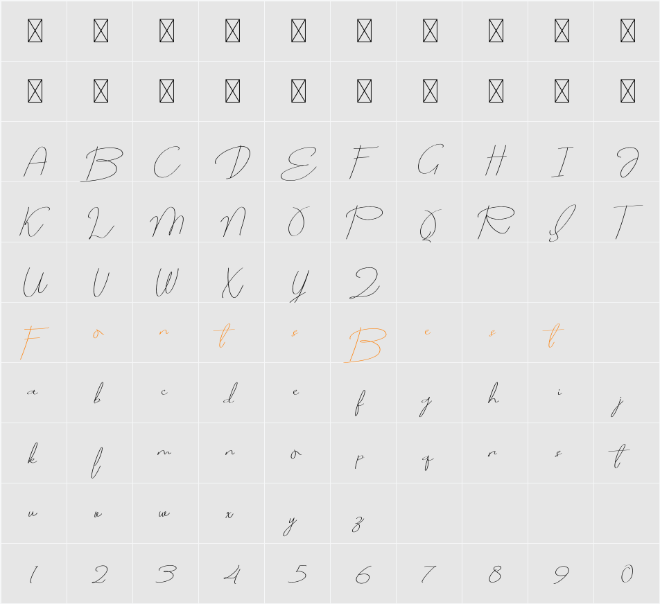 MOXA Bestine Script Character Map